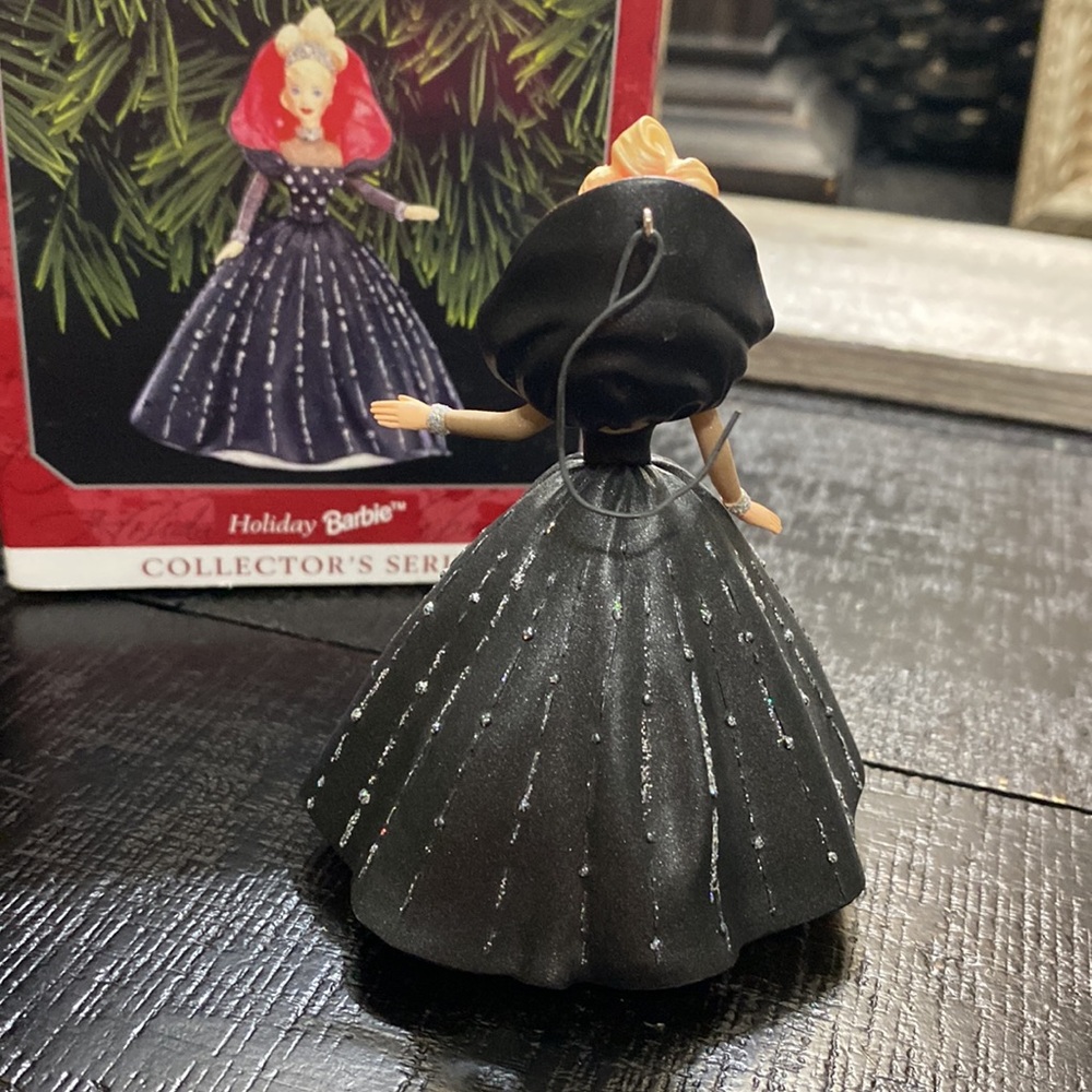 Vintage 1998 Hallmark Keepsake Holiday Barbie Ornament in Black with Pink Hood! - Picture 3 of 10